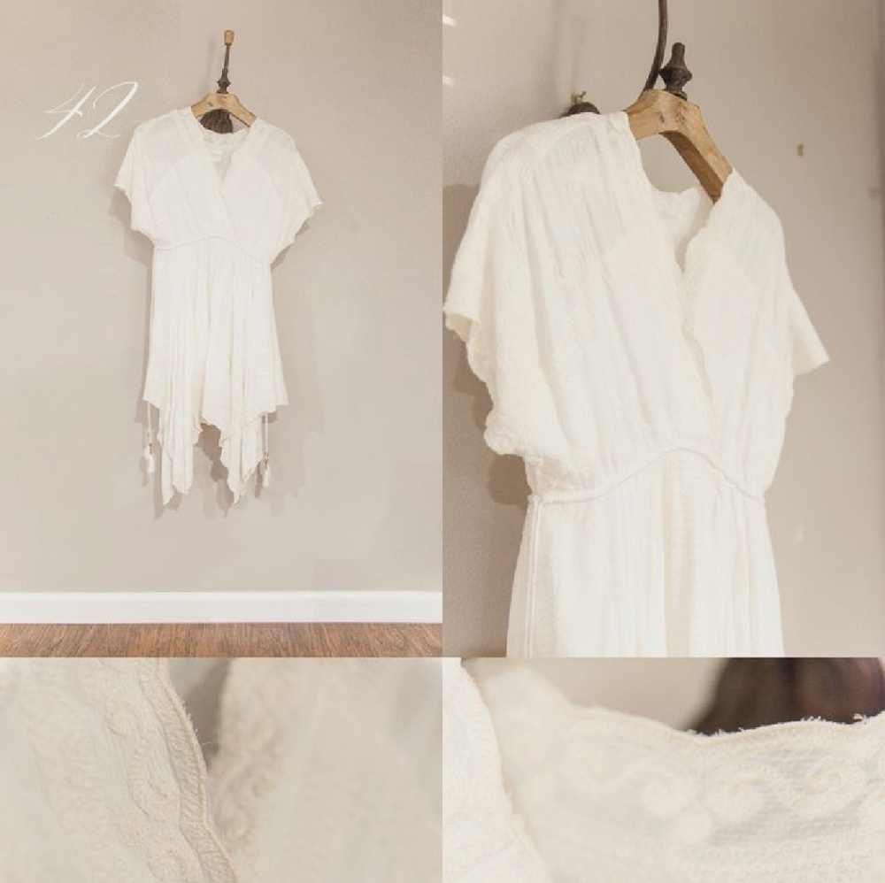 Anthropologie Tryb cream embroidered tunic EUC